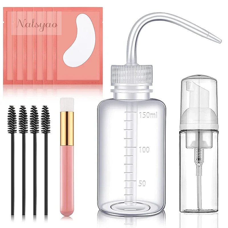 Eyelash Extension Wash - まつげエクステ用クリーニングキット：まつげシャンプー、ブラシ、石鹸、泡洗いボトル、マスカラ用アプリケーター、ジェルパッド、サロン用品