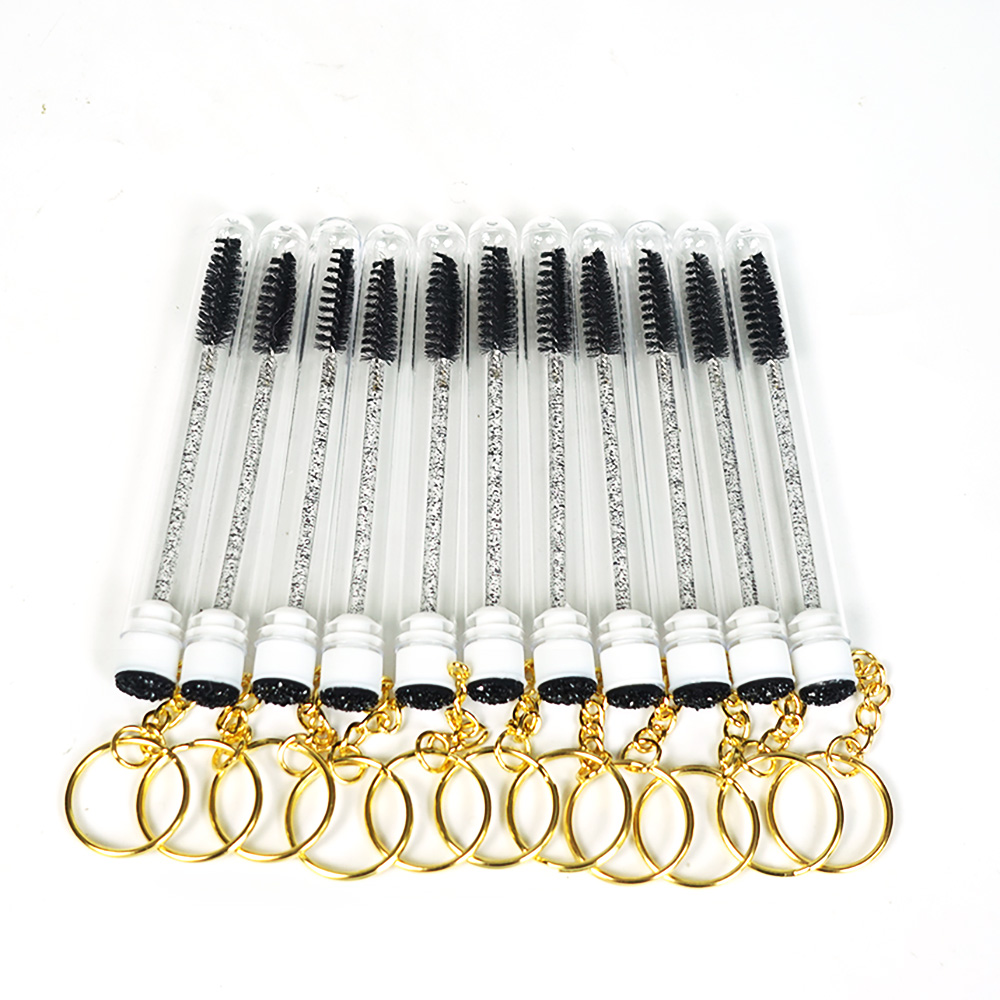 Eyelash Extension For Beginners - 20 個キーリングまつげ Spoolies ブラシマスカラワンドチューブダイヤモンドキーチェーンまつげエクステンションメイクアップツール