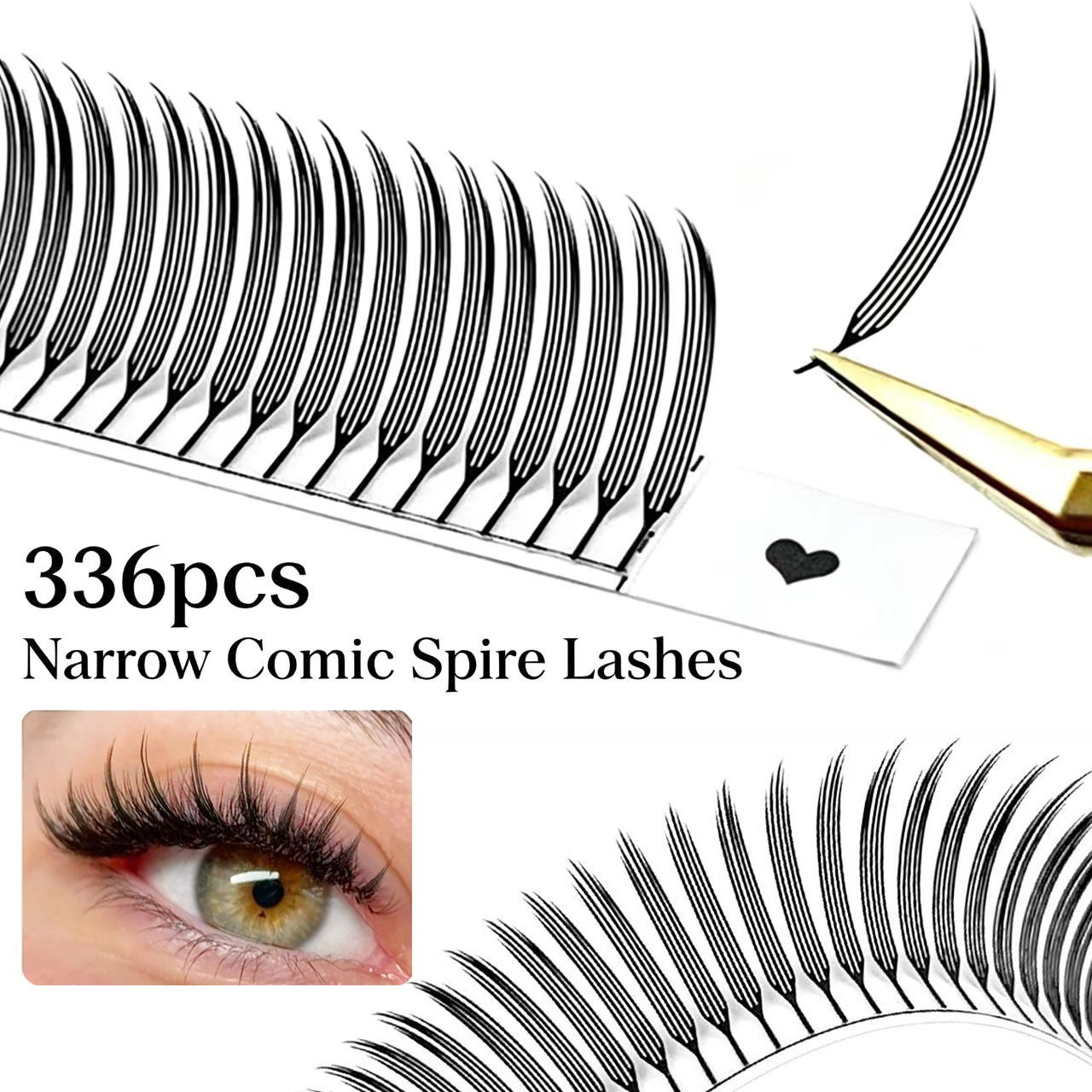 Funny Eyelash Extension - MIOFIA 新コミックスパイアつけまつげ 3D ナローフェザーロシアボリュームまつげナチュラルソフトスモールギャップまつげエクステンション