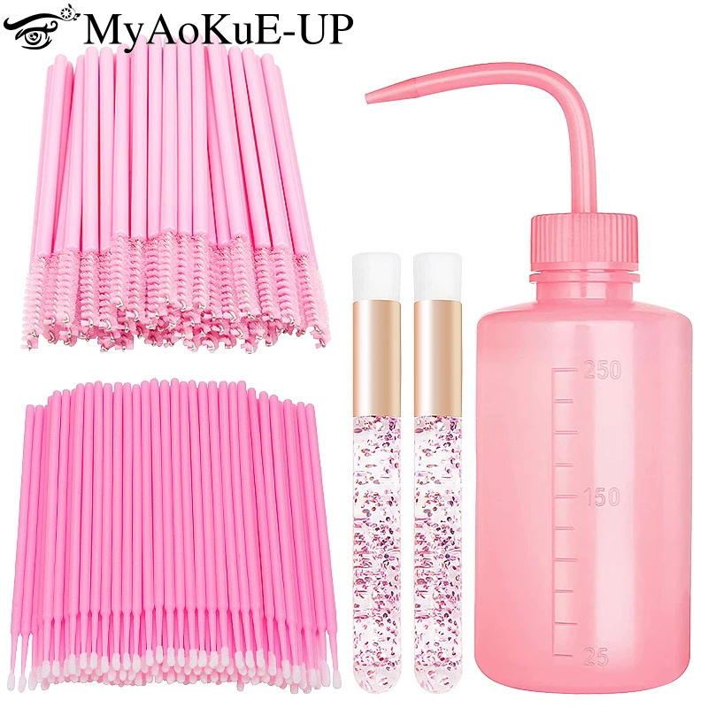 Eyelash Extension Wash - 153 ピース/セットまつげエクステンション用品キットまつげクリーンブラシ 250 ミリリットルブローウォッシュボトルラッシュリフティングマイクロブラシメイクアップツール