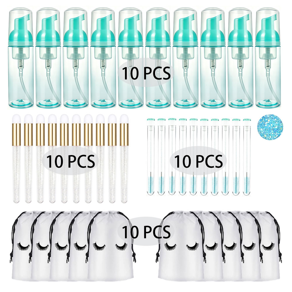 Refill Eyelash Extension - 20個入り/40個入り 60ml プロ仕様の空容器、詰め替え可能なプラスチック製フォームポンプボトル、液漏れ防止、まつ毛エクステ用シャンプー、クレンザー、美容用品