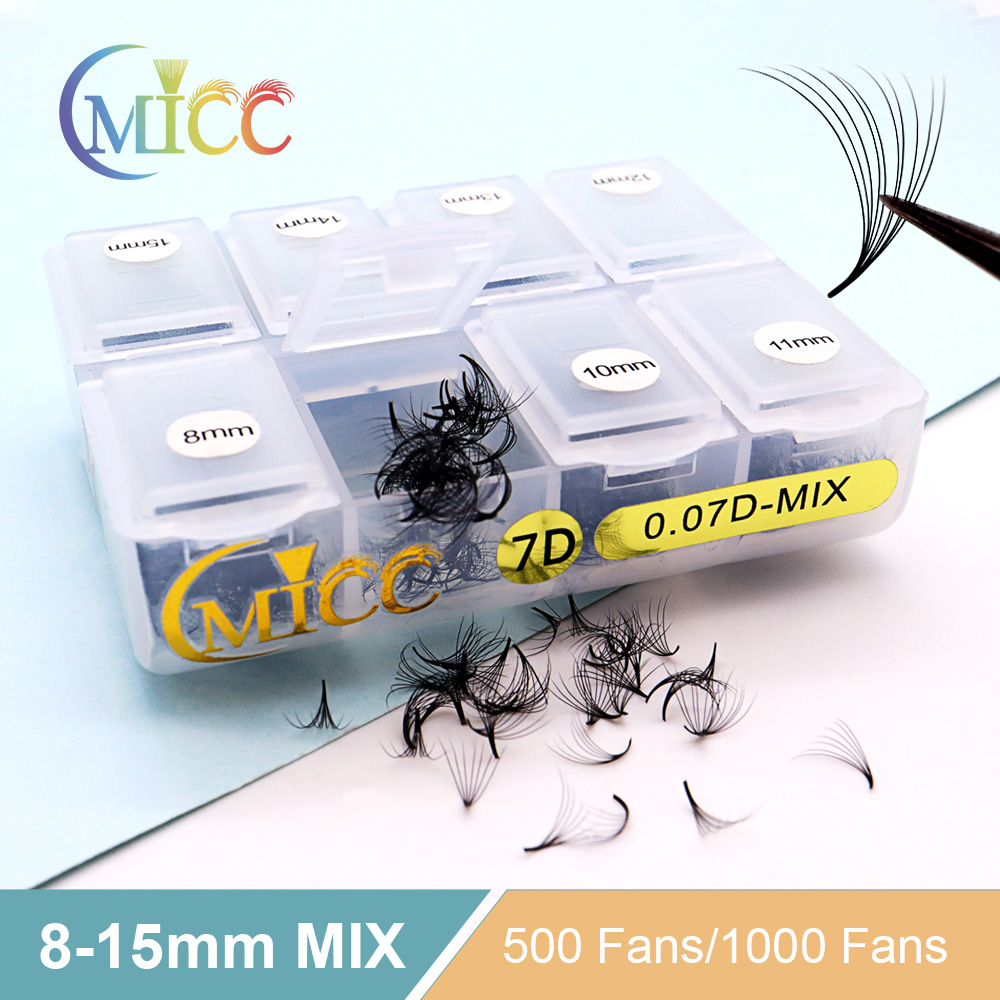 Eyelash Extension Medium - Cmicc 500/1000ファン ミックス長 プロメイド スリムミディアムベース シャープポイントステム