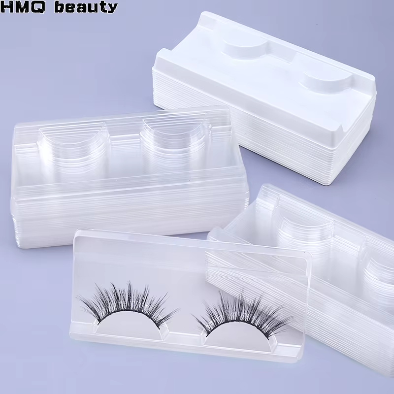 Lash Tray Organizer - 10/40 個プラスチックまつげトレイ白透明 25 ミリメートルミンクまつげホルダー空の長方形トレイまつげパッケージメイクツール
