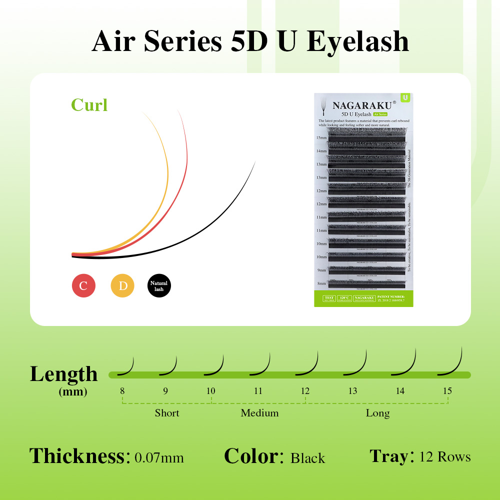 NAGARAKU U字型3D/4D/5Dソフトライトナチュラ - Eyelash Extension Course のレビューと価格