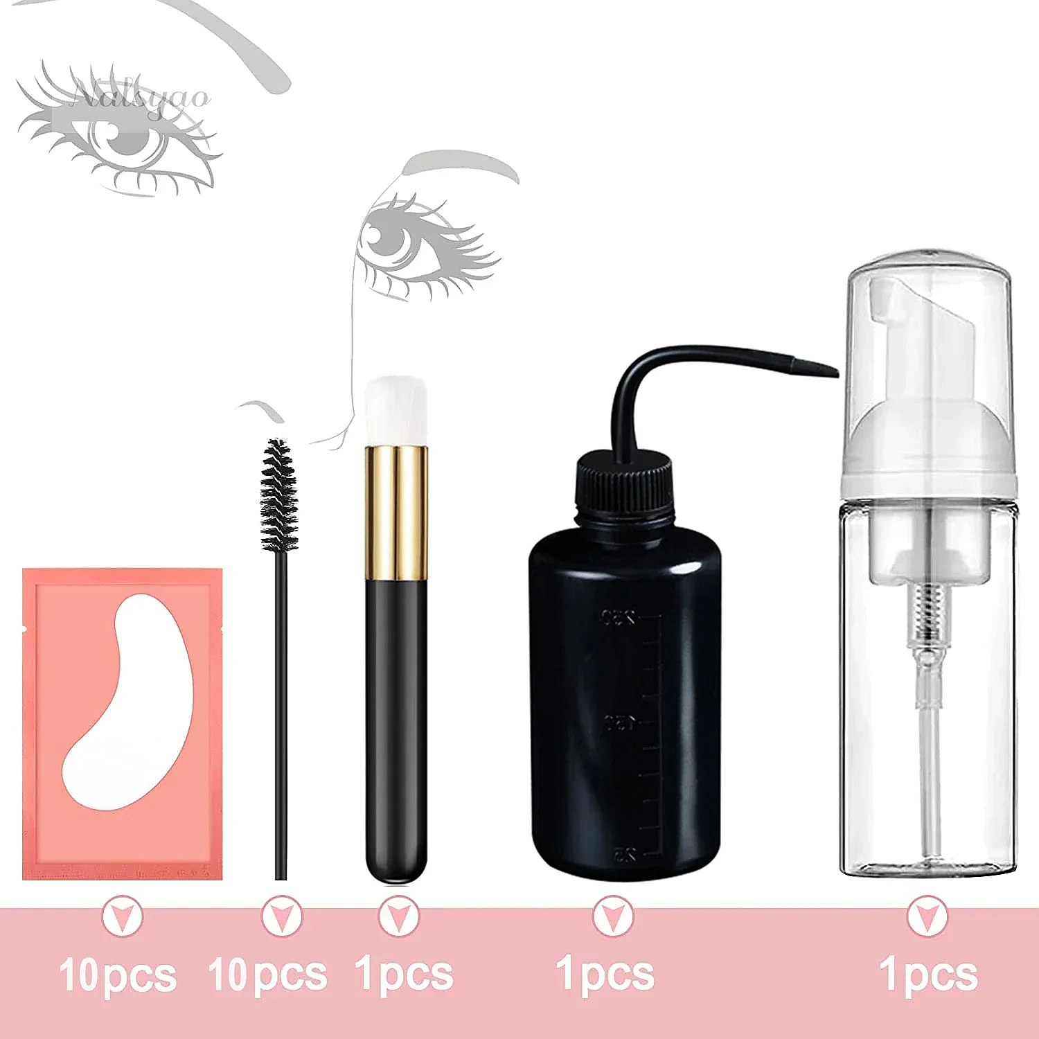 まつげエクステ用クリーニングキット：まつげシャンプー、ブラシ - Eyelash Extension Wash のレビューと価格