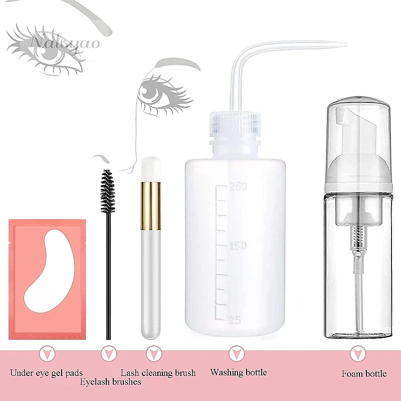 まつげエクステ用クリーニングキット：まつげシャンプー、ブラシ - Eyelash Extension Wash のレビューと価格