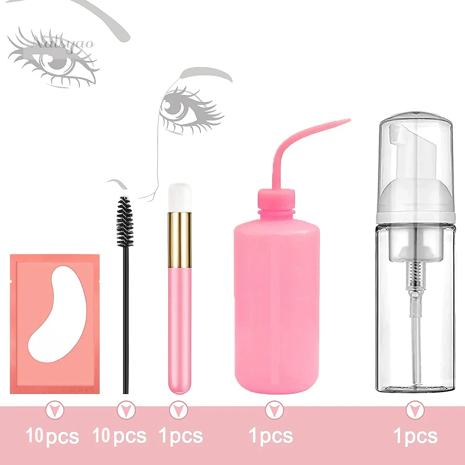 まつげエクステ用クリーニングキット：まつげシャンプー、ブラシ - Eyelash Extension Wash のレビューと価格
