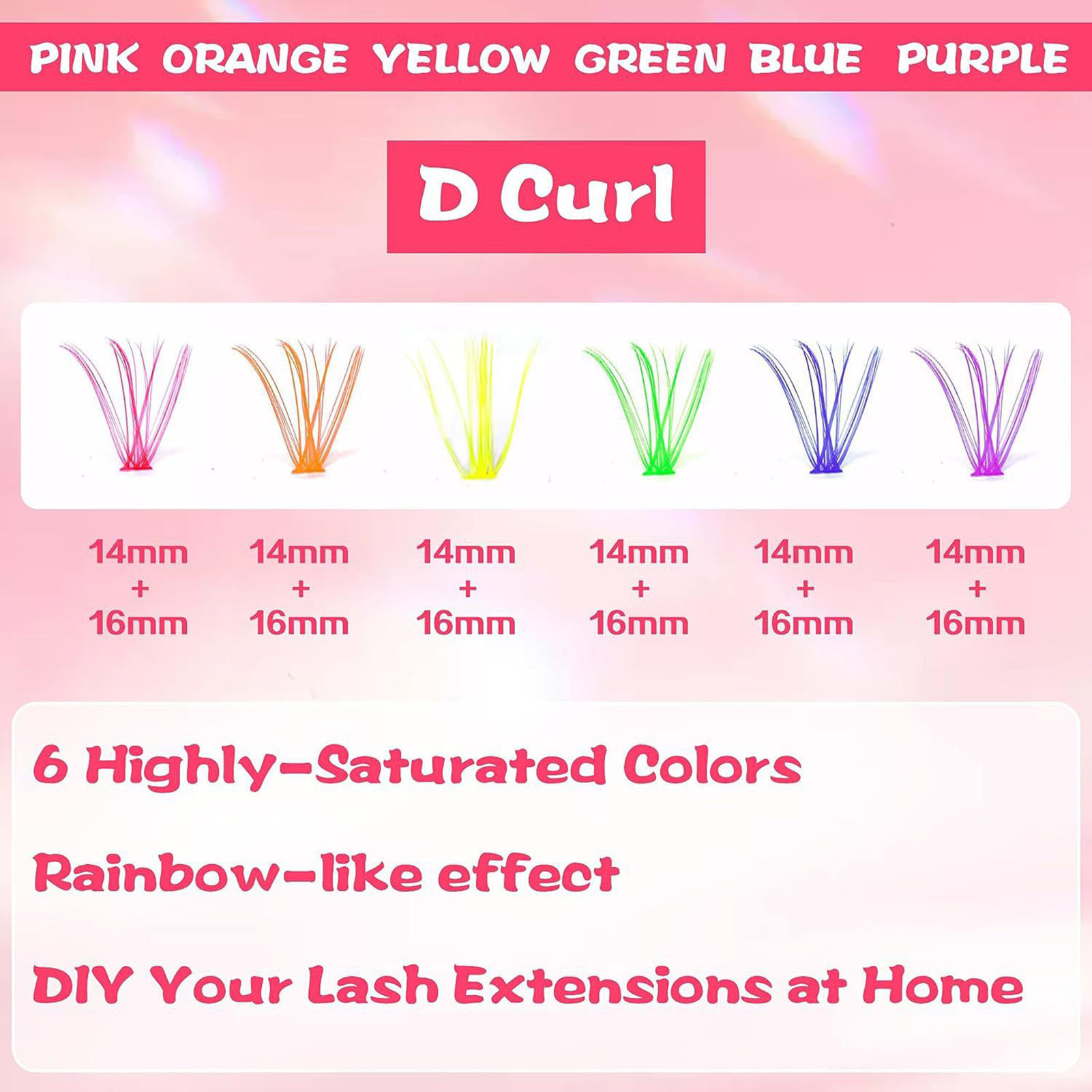 14/16 ミリメートル D カールカラフルな個別まつげ色ク - Funny Eyelash Extension のレビューと価格