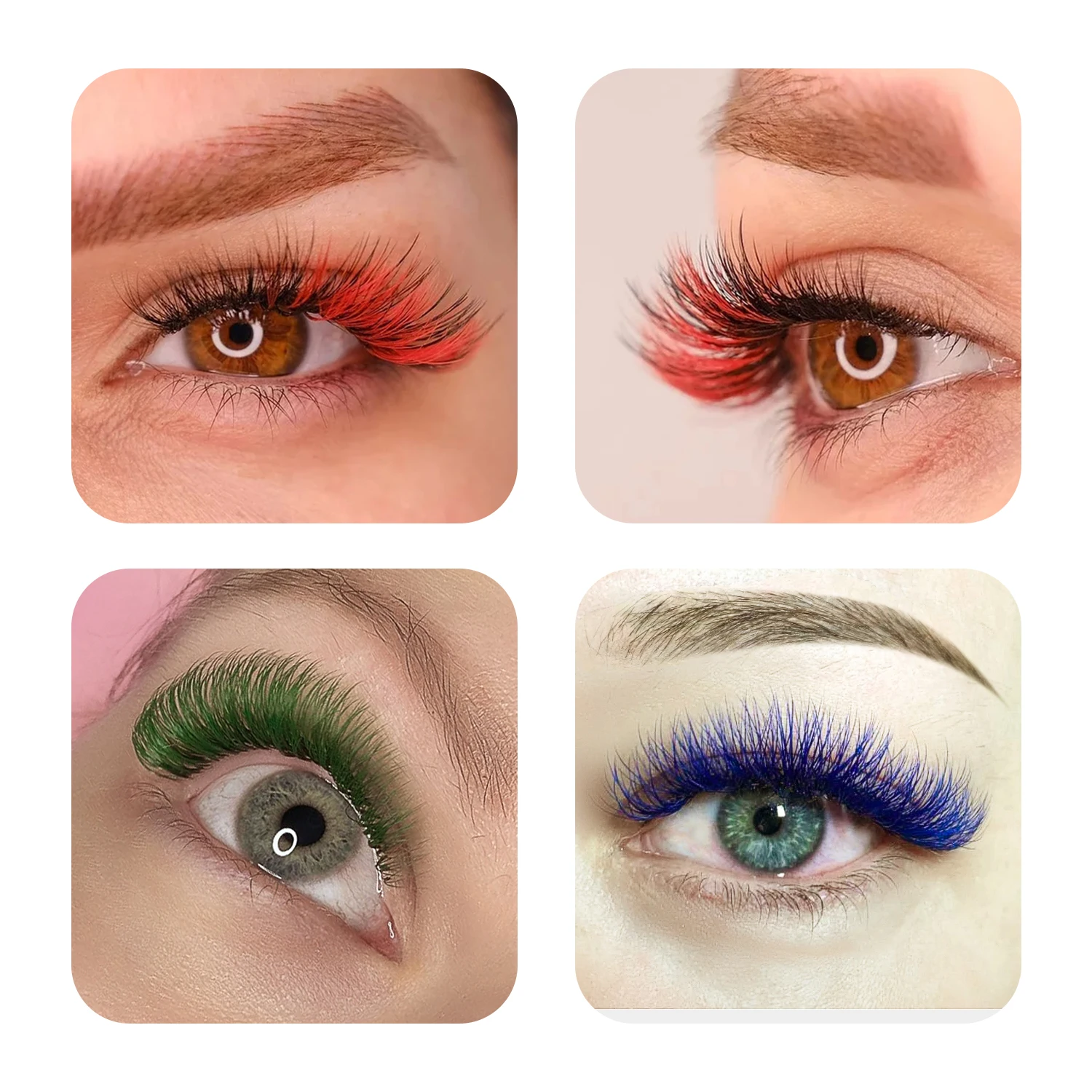 GLAMLASH カラーラッシュパープルブルーブラウングリー - Funny Eyelash Extension のレビューと価格